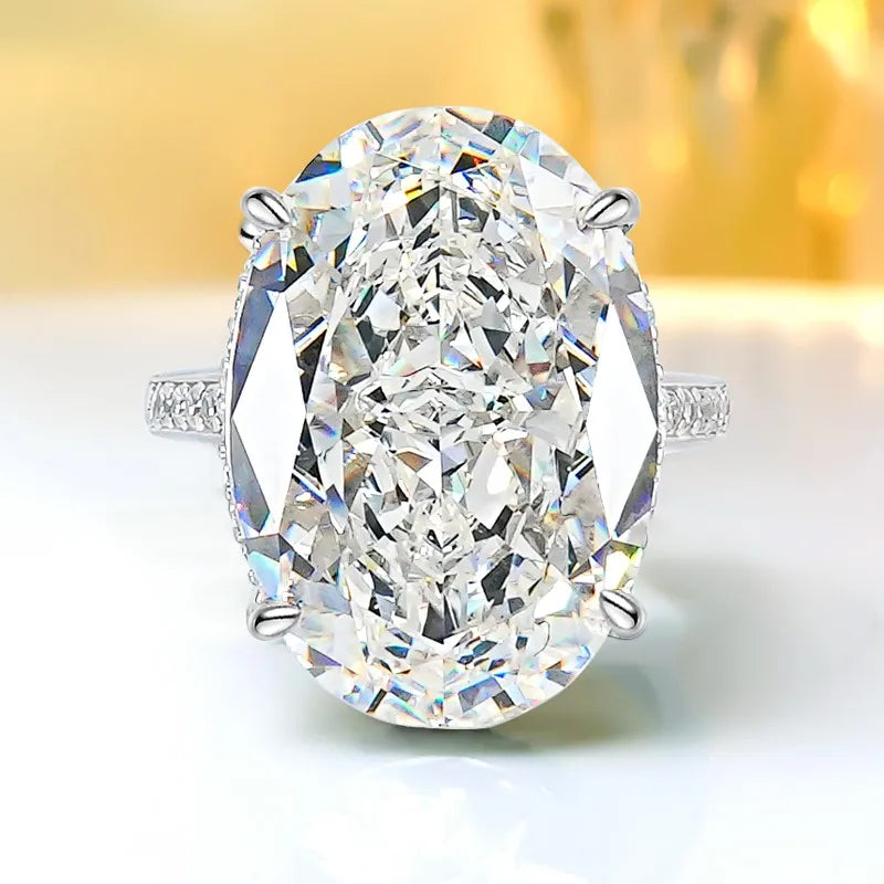 20CT Vintage High Carbon Diamond Ring – S925 Silver Gold-Plated Luxury Engagement & Wedding Ring for Women