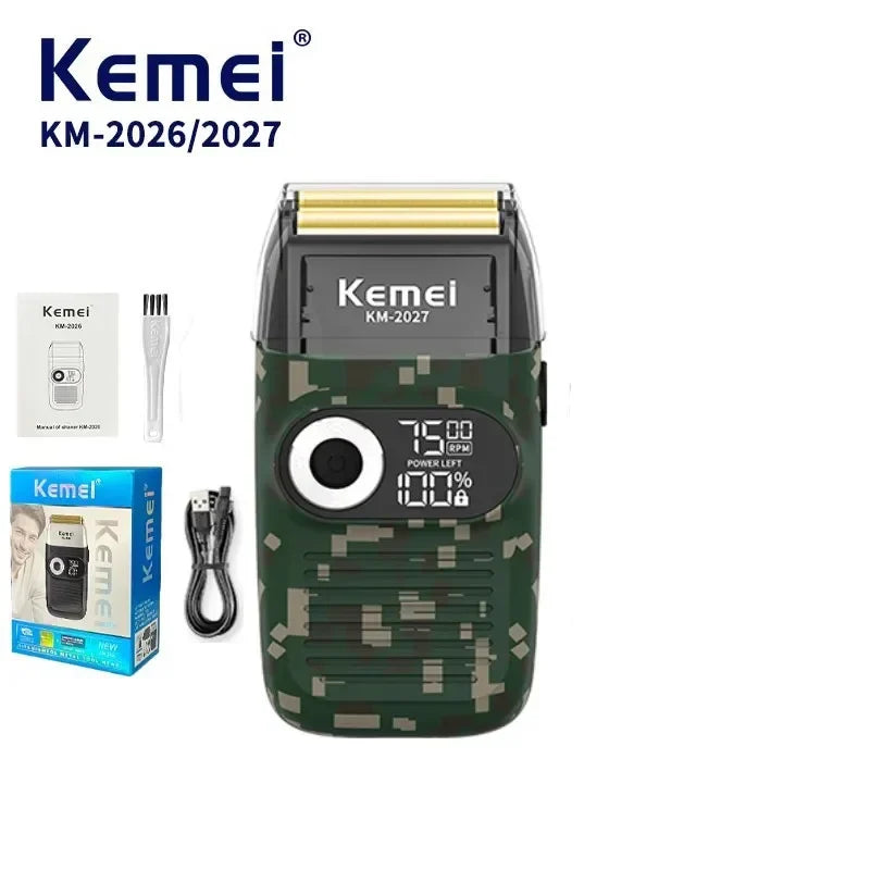 Kemei 2026 2027 Electric Reciprocating Razors Rechargeable Barber Bald Head Foil Shaver Cordless Beard Trimmer Shaving Machine