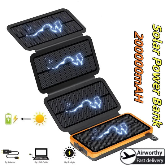 200,000mAh Solar Power Bank with Folding Solar Panels 120W Portable Charger