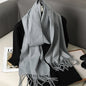 62-Color Winter Cashmere Scarf – Warm Tassel Pashmina Wrap for Women