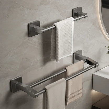 Self-Adhesive Double Towel Bar No-Drill Bathroom Towel Rack White/Gray