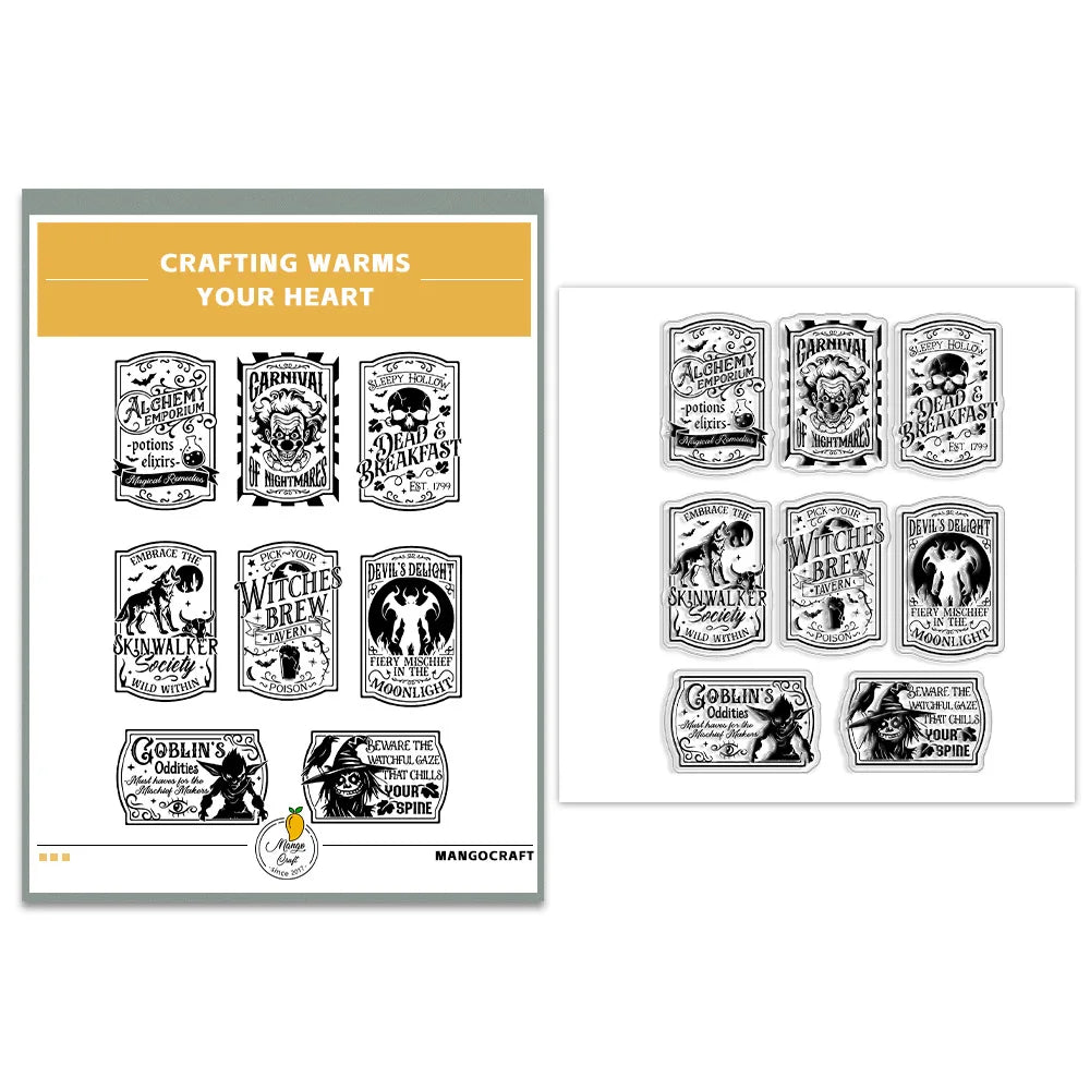 Halloween Transparent Silicone Stamp Set, Coded Designs