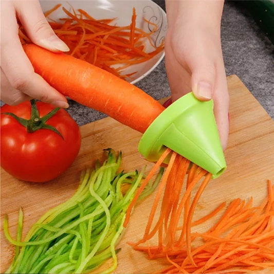 Manual Spiral Vegetable & Fruit Peeler Shredder — Stainless Steel Rotating Grater for Carrot, Potato, Cucumber