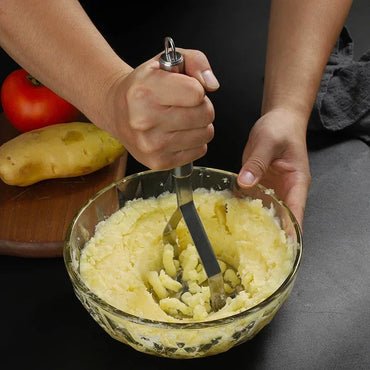 Handheld Stainless Steel Potato Masher & Vegetable Ricer - Durable Kitchen Food Crusher