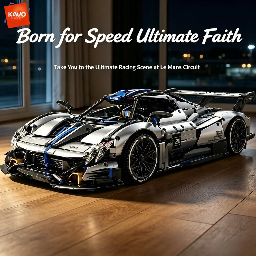 KAVOWORLD Super Sports Car Building Blocks Set – 1:8 Scale MOC Race Car Model
