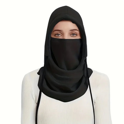 Unisex Windproof Winter Balaclava with Drawstring - Motorcycle Riding Warm Face Mask