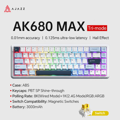 68-Key Hot-Swappable Mechanical Bluetooth & USB Compact Gaming Keyboard with RGB Backlight