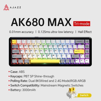 68-Key Hot-Swappable Mechanical Bluetooth & USB Compact Gaming Keyboard with RGB Backlight