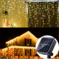 Solar Curtain Icicle Fairy String Lights 3.5M (11.5 ft) IP65 Waterproof Outdoor Wedding & Christmas Garden Decor