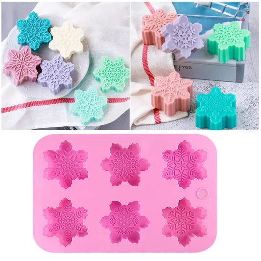 3D Snowflake Silicone Mold for Candle, Soap & Chocolate — DIY Christmas Cake Decorating Mold, Party Gift