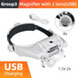 LED Headband Magnifier Hands-Free with Interchangeable Lenses 1.5x–8x for Jewelry, Watch & Electronics Repair