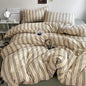 Striped Duvet Cover Bedding Set with Flat Sheet & Pillowcases — Multiple Sizes (Single/Twin/Full/Queen/King)
