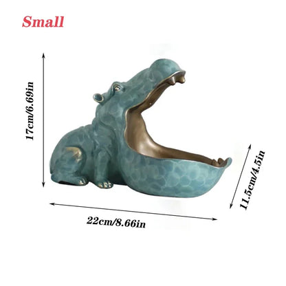 Home Decor Hippo Statue Sculpture Figurine Key Candy Storage Ornaments Container Decoration Table Decoration Accessories Gift