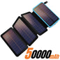 200,000mAh Solar Power Bank with Folding Solar Panels 120W Portable Charger with Built-in Cables USB-C USB-A Lightning Flashlight Digital Display for iPhone Android