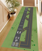 Realistic Airport Runway Carpet Mat Rug, Aviation Theme & Interactive home decoration with Grey Green Tone for Hallway Playroom