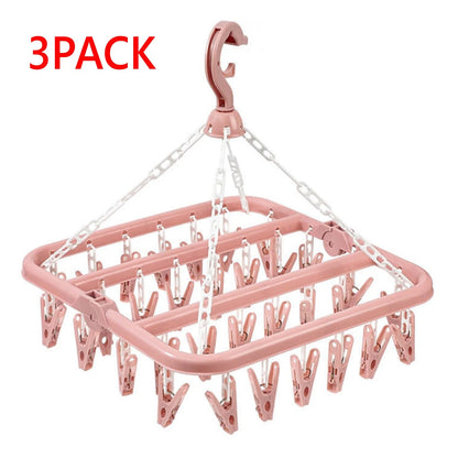 Foldable Drip Hanger with 32 Clips – Plastic Clothes Drying Rack