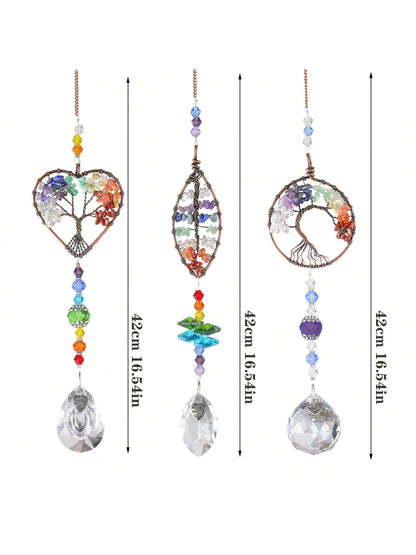 Tree of Life  Crystal Suncatchers for Windows Hanging Sun Catchers Decor with Prisms for Home Indoor Outdoor Car Making Rainbows