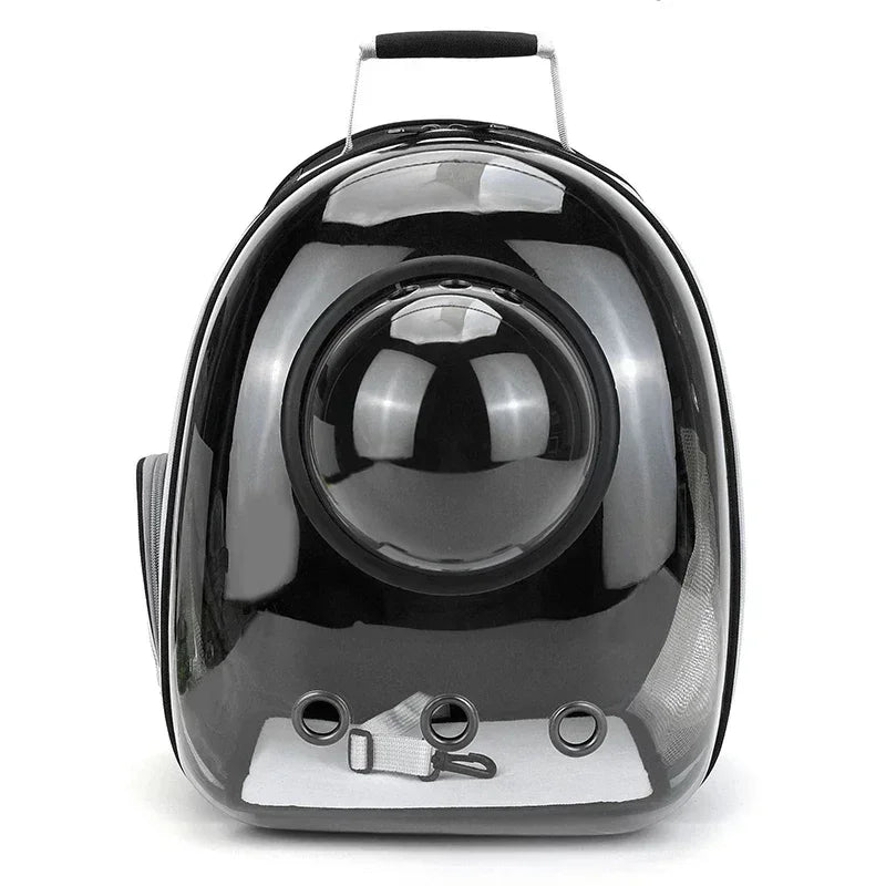 Transparent Bubble Pet Backpack — Breathable Space Capsule Carrier for Cats & Small Dogs, PVC Window & Side Mesh, Zipper Closure