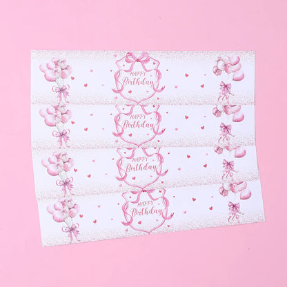 Pink Bow Bottle Stickers Happy 1st Birthday Party Decoration Kids Girl Wedding Birthday Party Supplies Favors Baby Shower Decor