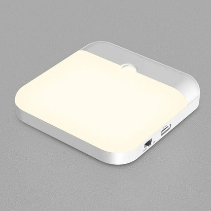 Motion Sensor LED Night Light - USB Rechargeable Square Lamp for Bedroom, Kitchen, Stairway, Hallway, Wardrobe & Cupboard