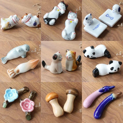 2pcs/Set Chopsticks Pillow Chopstick Rest Home Decoration New Korean Cat Chopsticks Forks Holder Chopsticks Holder Spoon Holder