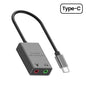 USB/USB-C to 3.5mm External Sound Card Adapter — Mic & Headphone for Laptop, MacBook, PC