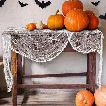 Halloween White Creepy Gauze Cloth Decoration – 76×200cm Scary Gothic Fabric for Haunted House Doorway, Outdoor & Party Props