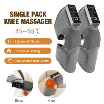 Smart Heated Knee Massager Vibration Hot Compress for Knee, Shoulder & Elbow — Adjustable Heat & Intensity