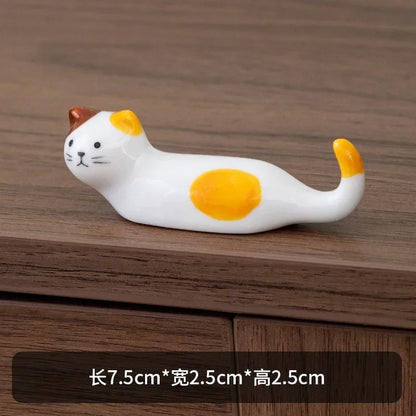 Japanese Style Underglaze Ceramic Cute Cat Chopstick Holder Chopstick Pillow Chopstick Rest Tableware Spoon Bracket