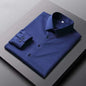 Men's Smart Casual Long Sleeve Button-Down Shirt, Knit Broadcloth Solid