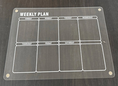 Premium Fridge Board – Clear Acrylic Weekly/Monthly Calendar, Dry/Wet-Erase Memo & Note Organizer