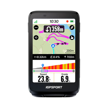 iGPSPORT BiNavi GPS Bike Computer - Touchscreen Map Navigation, 35hr Battery, IPX7, iClimb 3.0, Route Planning