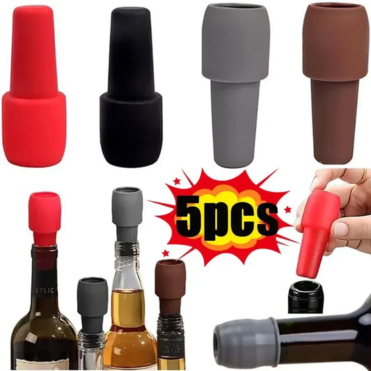 Universal Red Wine Bottle Stopper with Soft Silicone Double Seal Bottle Stopper and Cap Bar Wine Utensils Kitchen Tools