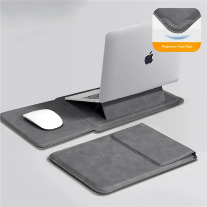 PU Laptop Sleeve with Built-in Stand 13–16 Inch — Slim Protective Case