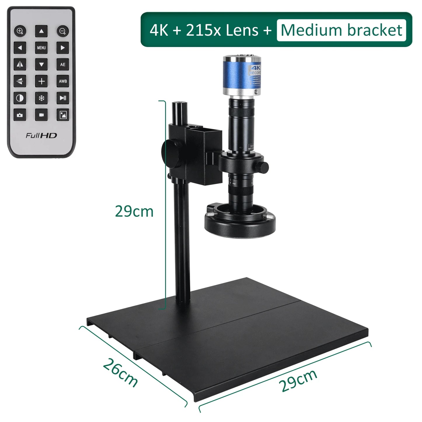 YIZHAN 215X 4K HD Digital Microscope Imx415 HDMI Camera USB-C Output Zoom Lens Remote Control Computer Software Optional Base