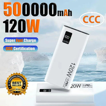 120W High-Capacity Power Bank (50,000/100,000/200,000mAh) Portable Fast Charger USB-C PD & USB-A with Digital Display