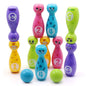 Kids Cartoon Bowling Set, 10 Pins & 2 Balls with Expressive Faces, Gift Box for Indoor & Outdoor Party Games