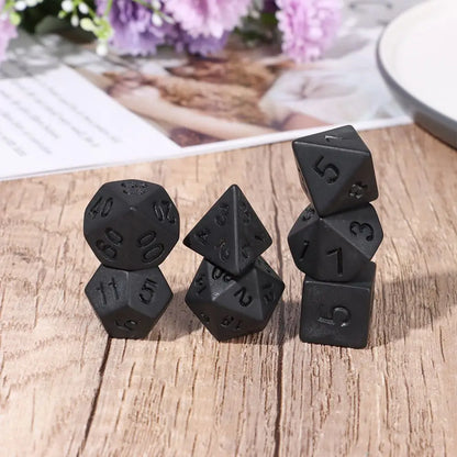 7-Piece Black Polyhedral Dice Set for D&D TRPG Tabletop RPG, Board & Card Games