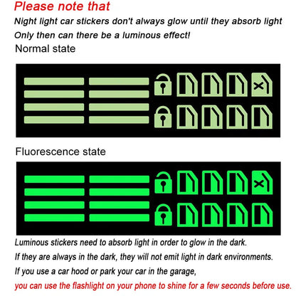 Glow-In-The-Dark Car Window Button Stickers - Luminous Switch Decals for Interior Night Visibility