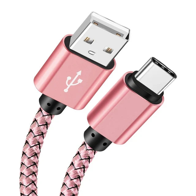 USB A to Type C Charging Cable 2A Fast Charger Nylon Data Cable 1M 2M 3M For Android Huawei Samsung TypeC Phone Charging Device