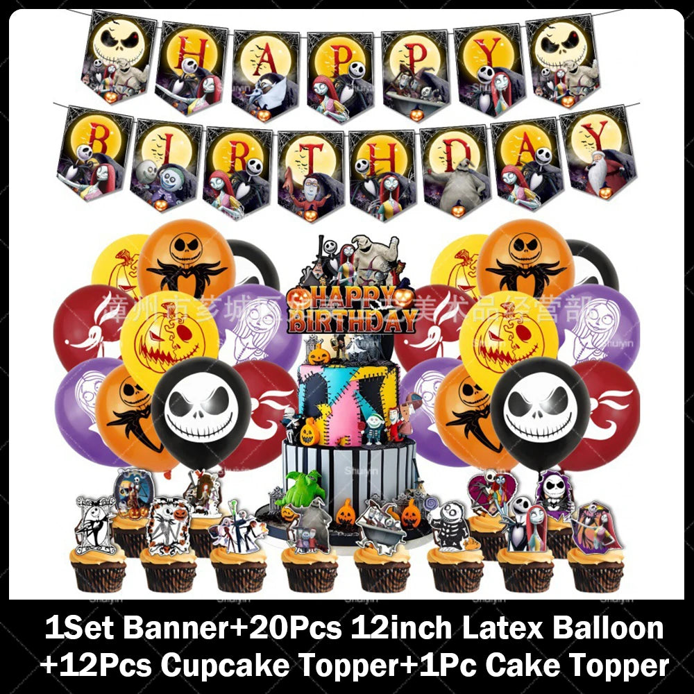 Halloween Birthday Party Decoration Kit with Balloons and Backdrop Options