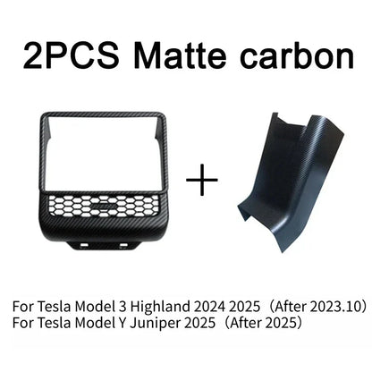 Rear Screen Cover Protector Frame Back Air Vent Trim White ABS Car Interior Accessory for Model Y Juniper