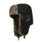 Men's Warm Soldier Hat Winter Pilot Patrolman Earmuffs Polyester Fiber Warm Russian Ski Hat Windproof Cold Pilot Hats