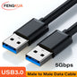 USB 3.0 Male-to-Male Cable 5Gbps High-Speed Data Cable for Computer, Laptop, External Hard Drive, TV