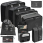 7/8/9/10 Pcs Travel Organizer Packing Cubes – Lightweight Polyester Luggage Storage Bags for Clothes, Shoes, and Accessories