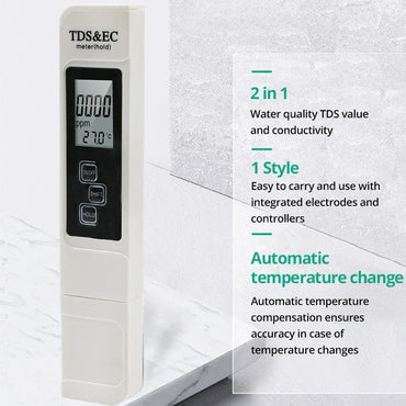 Handheld TDS Water Tester – Digital High-Precision Water Quality Meter with Large LCD, Portable for Tap & Purified Water