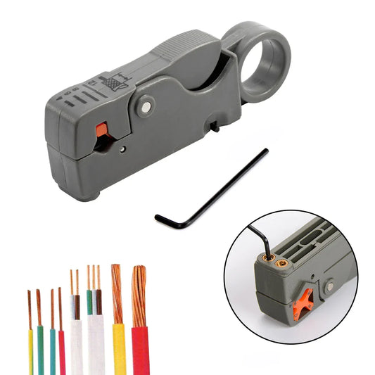 Coaxial Cable Wire Stripper Pliers – Adjustable V-Block for RG58 RG59 RG6, Carbon Steel, Includes Mini Hex Wrench