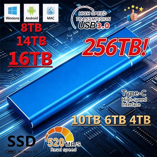 Mini Portable USB SSD 1TB 2TB High-speed Original Mass Storage SSD USB3.0 External Hard Drive for USB SSD Computer Laptop