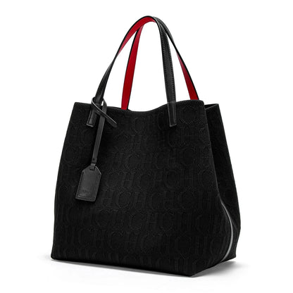 CHCH Large Capacity Black Knitted Tote Bag – Simple Shopping Handbag