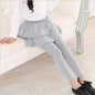 Girls Skirted Leggings - Cotton-Blend Ruffled Cake Skirt Pants for Ages 3–11 (Spring/Autumn)